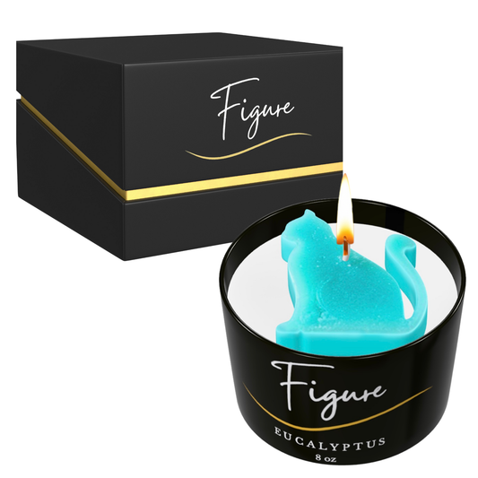 Teal Cat Candle